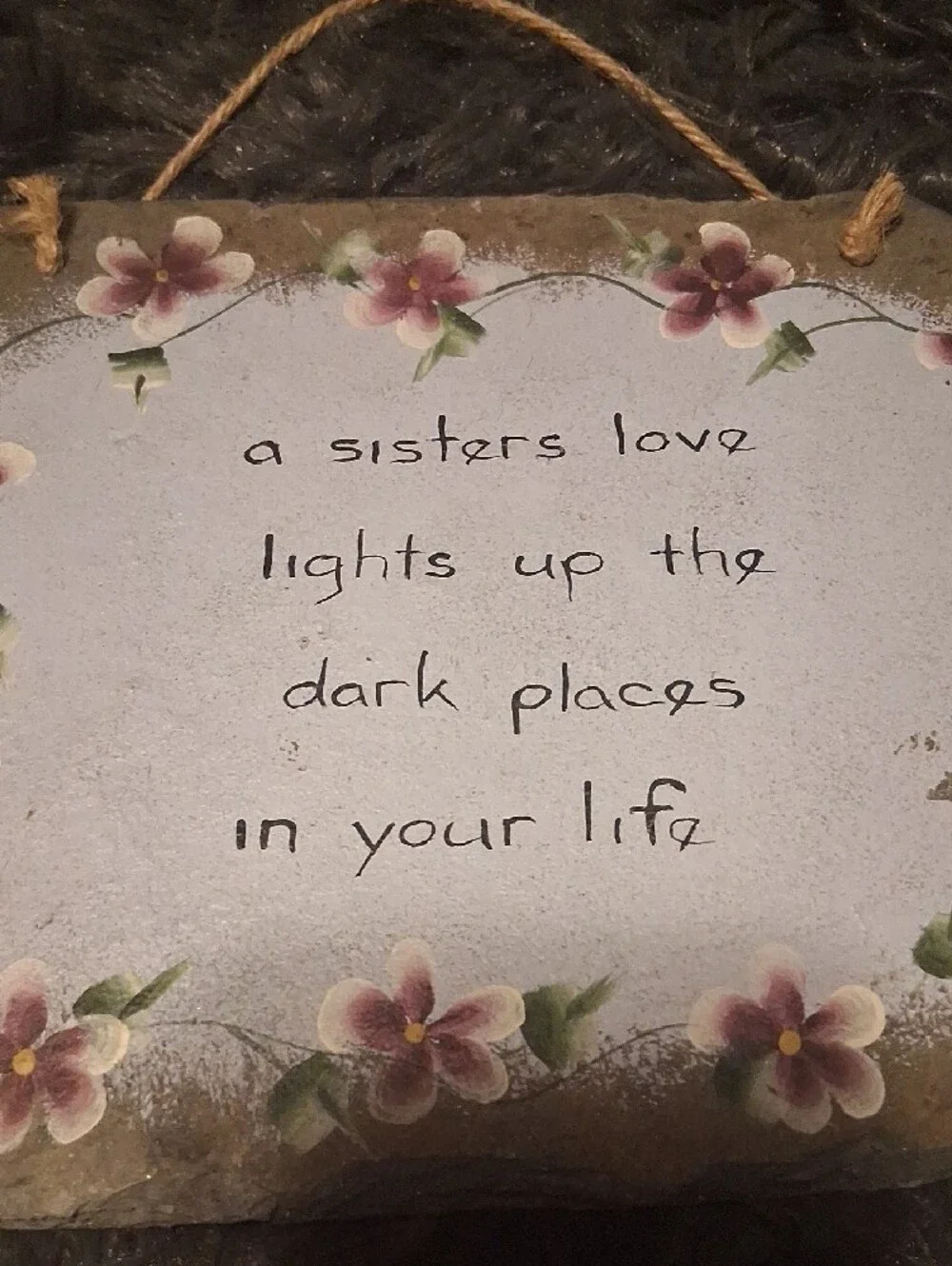 Sister Love Floral Hanging Slate Sign -  Flower design